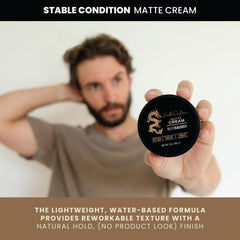 Close-up of matte finish achieved by Stable Condition Matte Cream