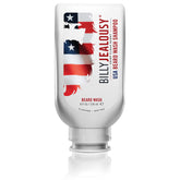 Billy Jealousy USA Beard Wash bottle; sulfate-free formula for clean, hydrated beard.