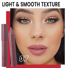 BINGBRUSH Crayon Matte Lipstick swatch in plum for evening drama
