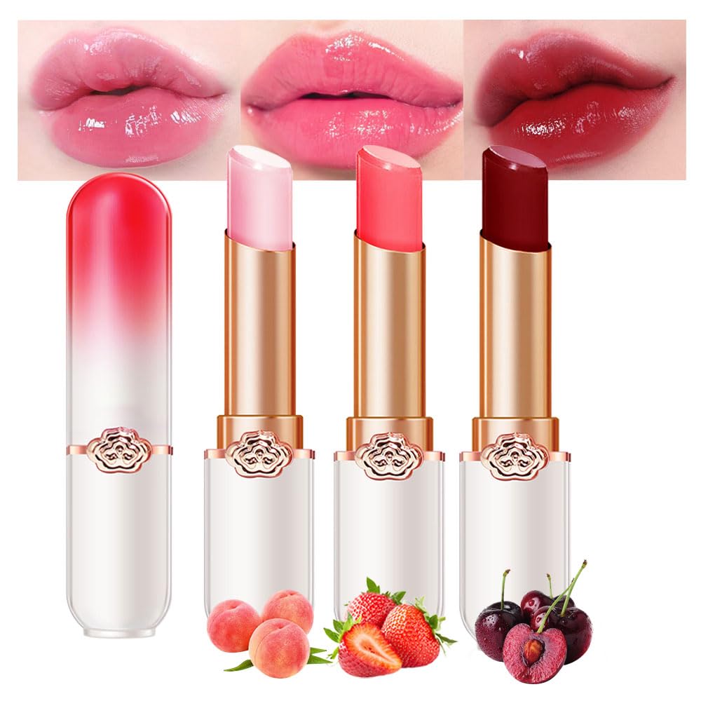 BINGBRUSH Peach color-changing lipstick showing mood-shift shade on lips
