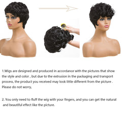 BingSing natural black short pixie wig back view with layered movement