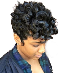 BingSing natural black short pixie wig front view with breathable comfort