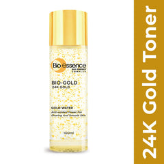 Bio Essence Bio-Gold Water liquid glow on skin for a radiant appearance.