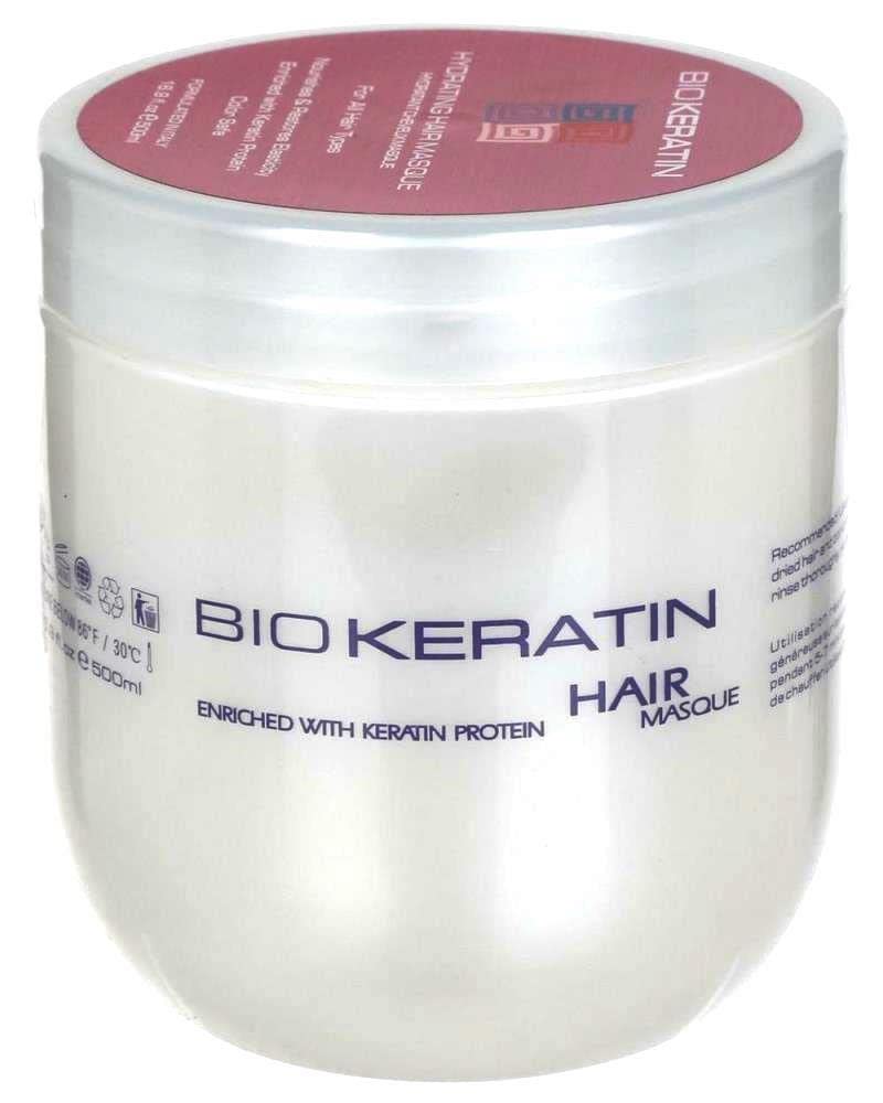 Bio Keratin Hair Masque packaging by Bio PureOils delivers rich hydration and color-safe care.