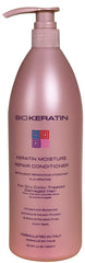 Bio PureOils Keratin Moisture Repair Conditioner bottle promotes smoother, frizz-free color-treated hair.