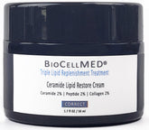 BIOCELLMED Triple Lipid Restore Ceramide Cream jar demonstrates a rich night treatment for plump, radiant skin.