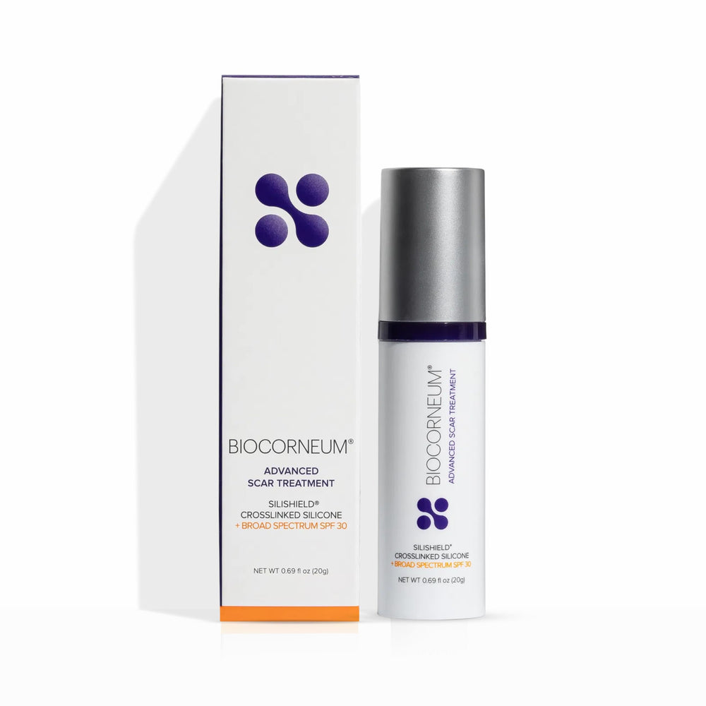 BIOCORNEUM Advanced Scar Treatment bottle for daily scar care.