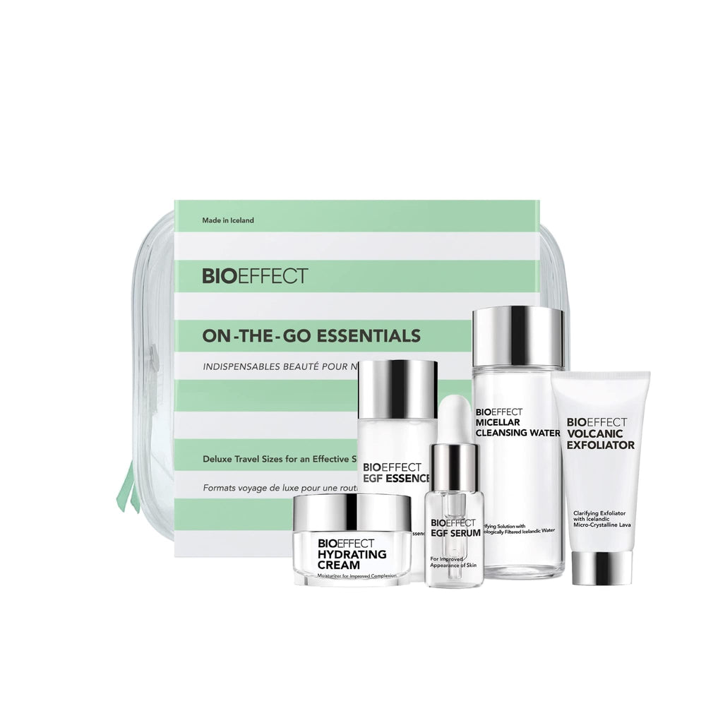 Bioeffect EGF set packaging for trial skincare routine.