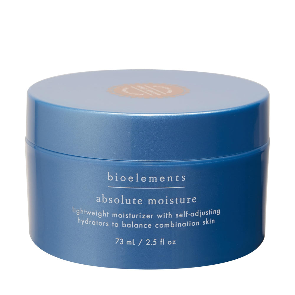 Bioelements Absolute Moisture bottle with pour shows controlled dispensing for balanced hydration.
