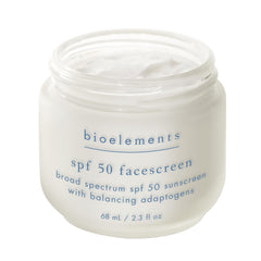 Bioelements FaceScreen SPF 50 tube front view for daily skin protection.