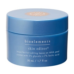 Bioelements Skin Editor bottle front view showing compact leave-on peel for brighter skin