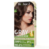 BioHueZ permanent hair dye box packaging showing gray coverage potential.
