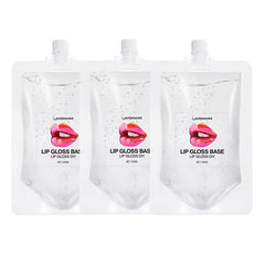 BIOKUSY Lip Gloss Base clear 3-pack, ready for DIY cosmetics creation.