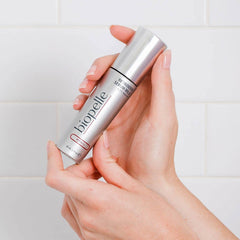 Biopelle Retriderm Serum Mild application on skin shows gentle retinol use.