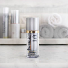 Biopelle Stem Cell Night Cream texture close-up shows luxurious, smooth finish on skin.