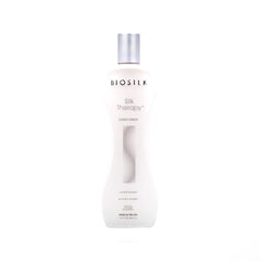BioSilk Silk Therapy Conditioner bottle closeup highlighting radiance-boosting formula