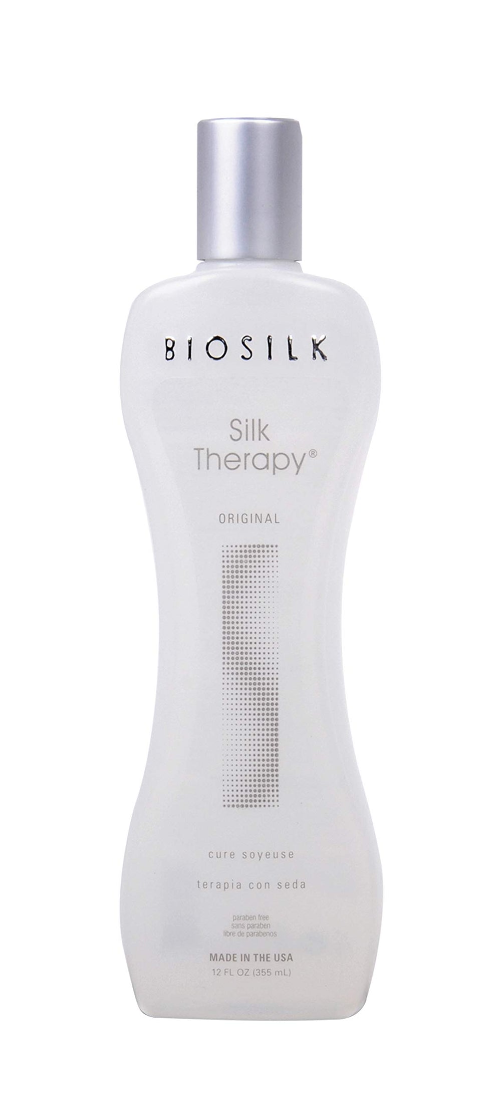 BioSilk Silk Therapy Original Cure 4 Pack bottle: weightless leave-in treatment for shiny, smooth hair
