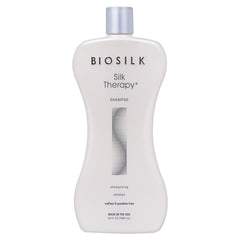 BioSilk Silk Therapy Shampoo bottle, 34 oz, ideal for daily cleansing and shine.