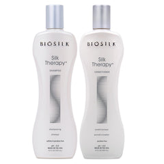 BioSilk Silk Therapy Shampoo bottle showcases silky shine and gentle cleansing.