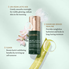 Closeup of BIOSSANCE serum applied to skin texture after exfoliation.