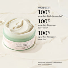 Texture close-up of BIOSsance Squalane Caffeine Toning Body Cream showing rapid absorption