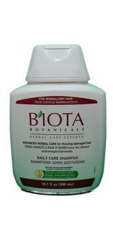 Biota Daily Care Shampoo bottle front showing the herbal formula for thinning hair