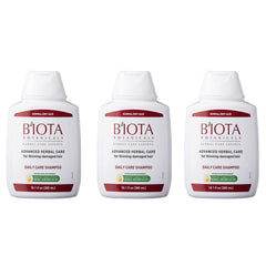 Biota Daily Care Shampoo bottle front showing herbal formula for thinning hair