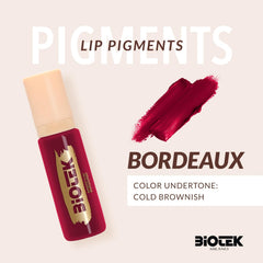 Biotek Bordeaux lip pigment squeeze bottle enabling waste-free dispensing.