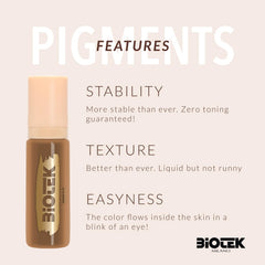 Biotek Mimosa pigment showing dotted effect for brow work