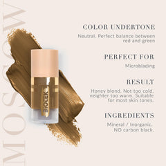 Biotek Moscow brow pigment airless bottle preserves pigment freshness and minimizes waste.