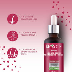 Bioxcin routine being applied in a bathroom setting for scalp care.