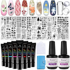 Biutee nail stamper kit 12pcs plates close-up for diverse home nail art patterns