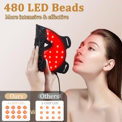 biuufish red light mask with controller showing adjustable settings for personalized therapy