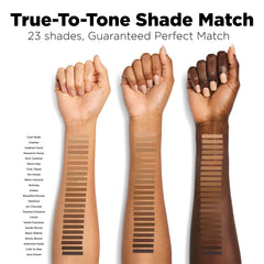 Black Opal foundation swatch reveals rich coverage and color-correcting potential.