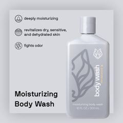 Black Wolf body wash lather releasing sandalwood aroma for a refreshing shower experience