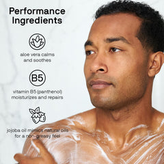 Close-up of creamy body wash texture for rich lather.