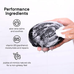 Black Wolf charcoal cleansing action removing dirt and oil.
