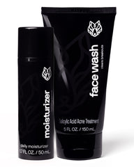 Black Wolf Charcoal Powder Face Wash bottle with pour spout for deep cleansing.