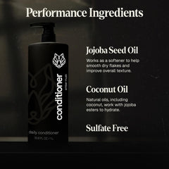 Black Wolf conditioner paired with shampoo for enhanced softness and manageability.