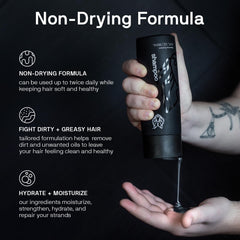 Black Wolf moisturizing conditioner bottle highlighting detangling and smooth hair