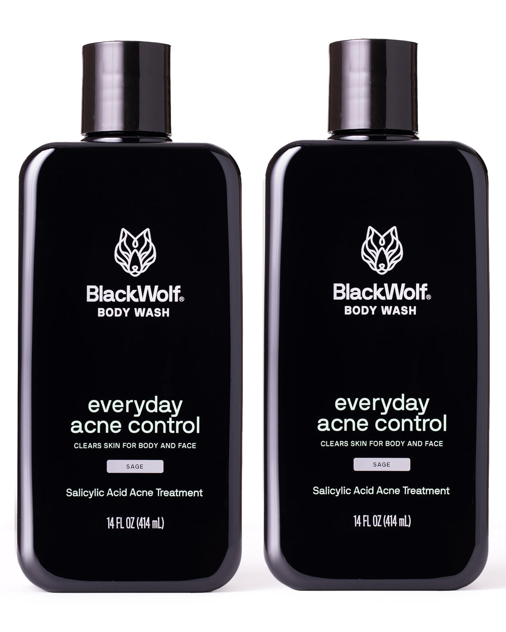 Black Wolf body wash bottle pour with salicylic acid for deep cleansing