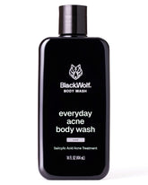 Black Wolf Salicylic Acid Body Wash bottle for deep clean.