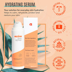 BLDG ACTIVE Hydrating Serum Bottle showing long-lasting moisture for daily use.