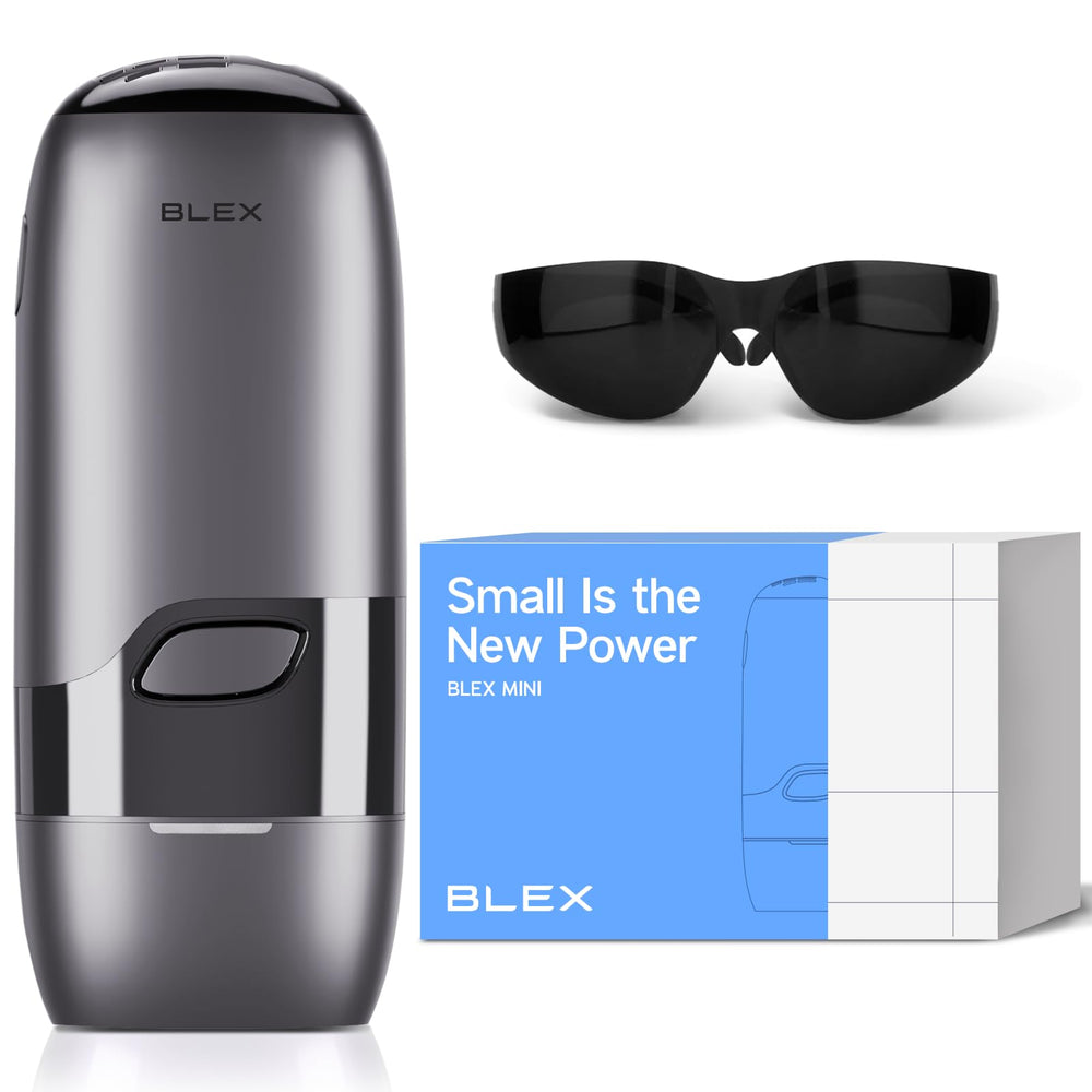 Blex Mini Laser Removal compact-design device held for easy at-home use.