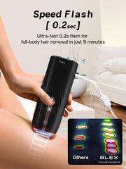 Blex sapphire cooling close-up emphasizes comfortable, painless sessions during home use.