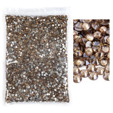 Blinginbox flatback rhinestones SS10 golden champagne close-up showing diamond-like sparkle for crafts.