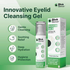 BetterLids gel texture close-up, highlighting a lightweight, refreshing cleansing feel.