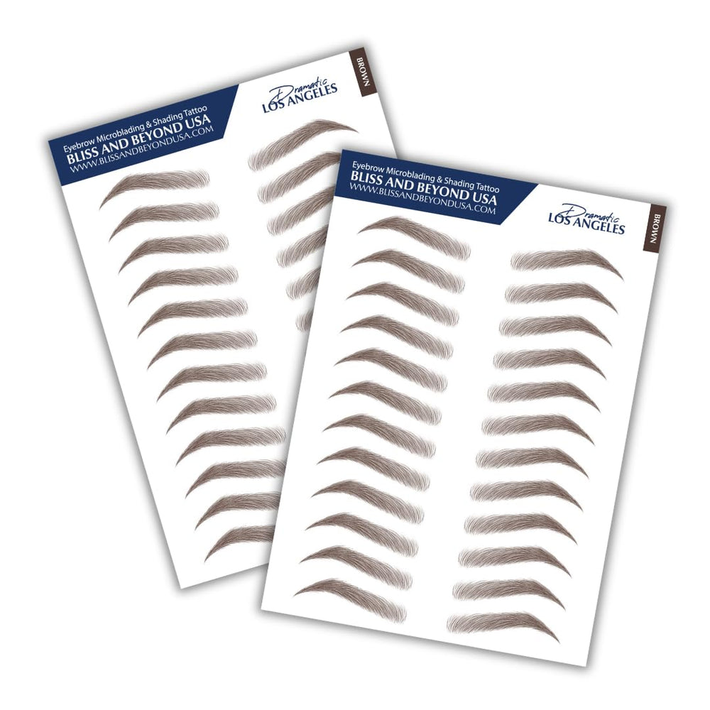 Bliss and Beyond USA eyebrow tattoo; dramatic Los Angeles brow in brown for bold daily wear