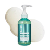Bliss Clear Genius bottle front shows branding and a refreshing tea tree cleanse cue.