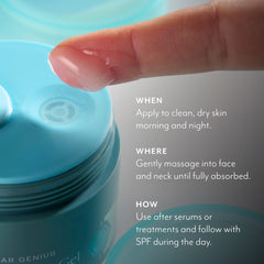 Applying Bliss Clear Genius gel on hand to show quick absorption, no stickiness
